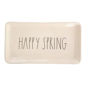 HAPPY SPRING  9" by 5" Small Ceramic Tray by Rae Dunn
